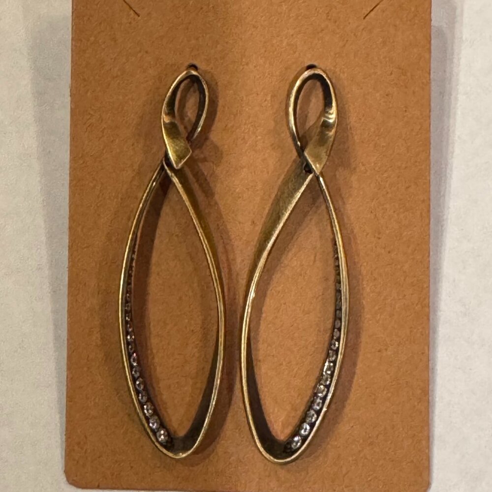 Gold-Tone Twisted Oval Drop Earrings